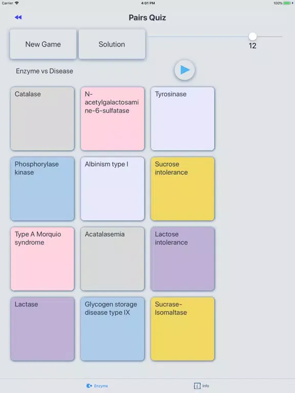 Enzyme Defects iPad  Screenshots