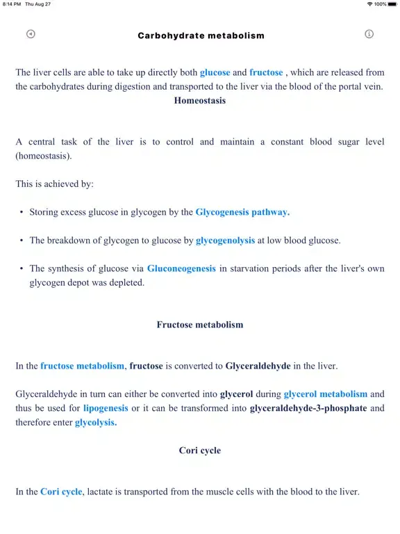 Tangkapan layar Metabolic Organs iPad 