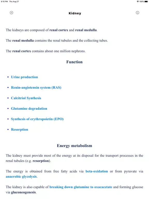 Tangkapan layar Metabolic Organs iPad 