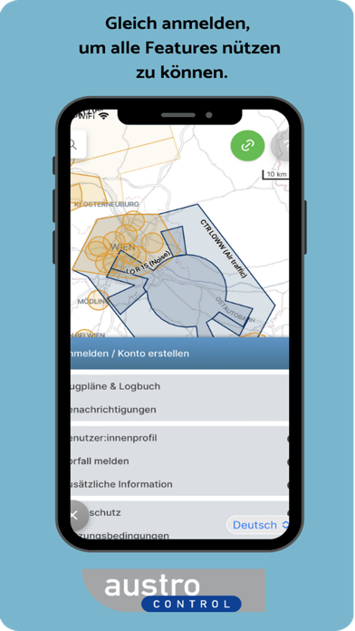 Tangkapan skrin Austro Control Dronespace
