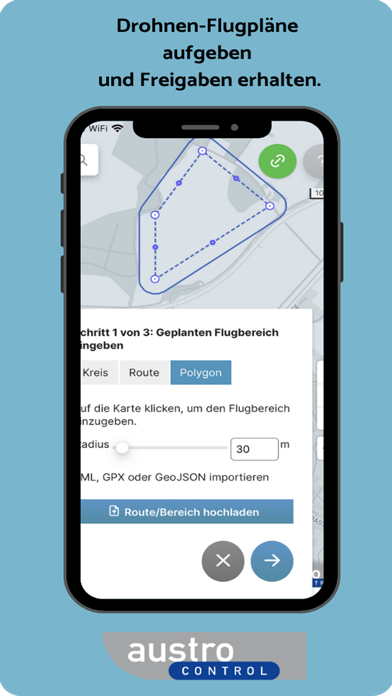 Tangkapan skrin Austro Control Dronespace