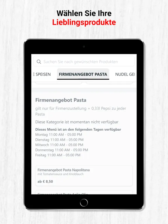 Ảnh chụp màn hình của Pizze Ria Wien iPad 