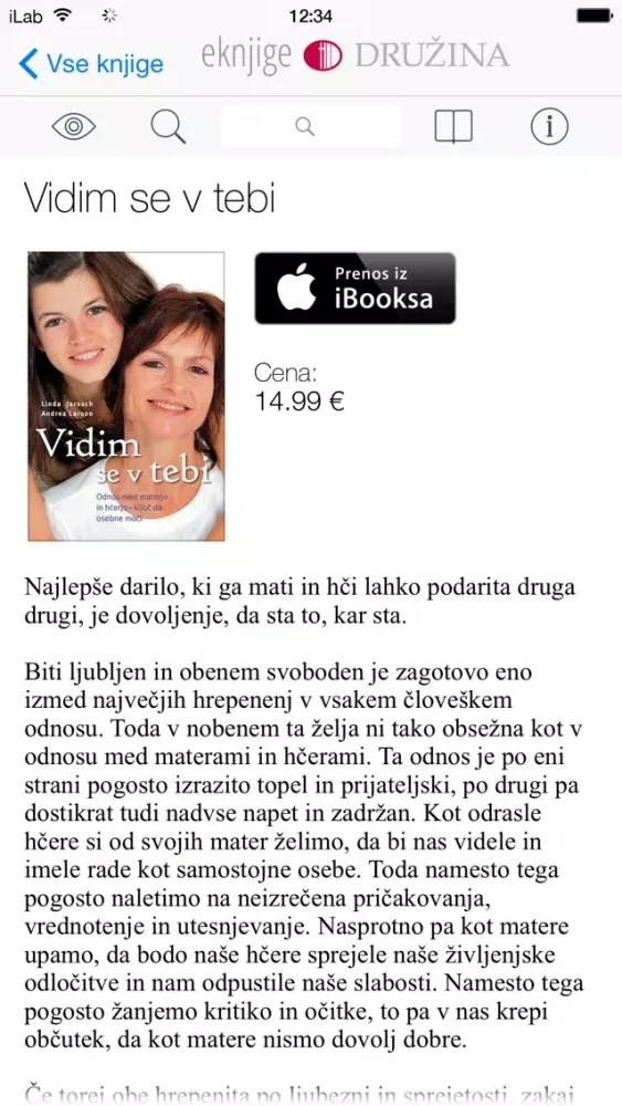 Screenshot di eKnjige Družina