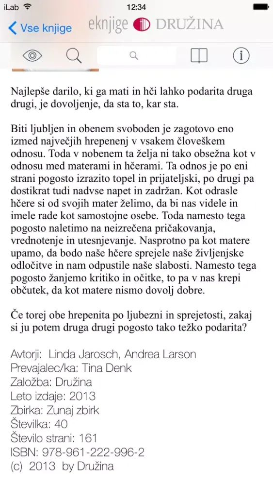 Screenshot di eKnjige Družina