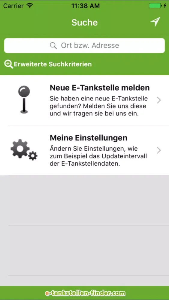 Zrzuty ekranu E-Tankstellen
