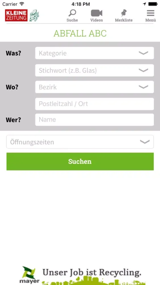 Ảnh chụp màn hình của Abfall ABC Steiermark