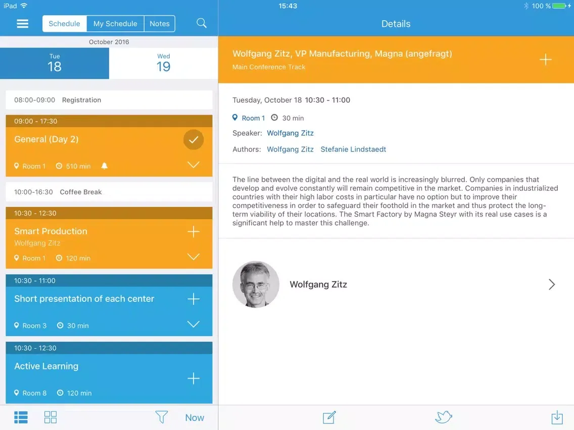 Capturas de tela do i-KNOW Conference Assistant iPad 