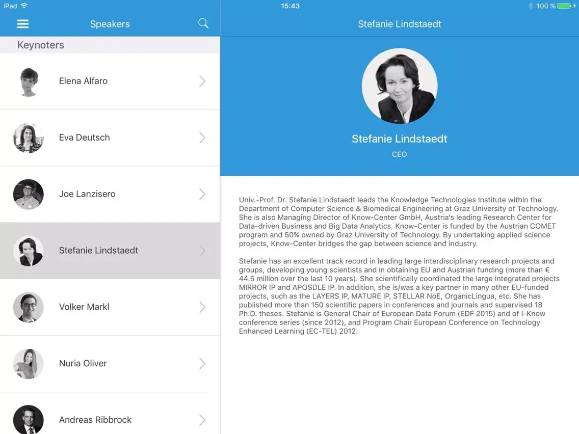Capturas de tela do i-KNOW Conference Assistant iPad 