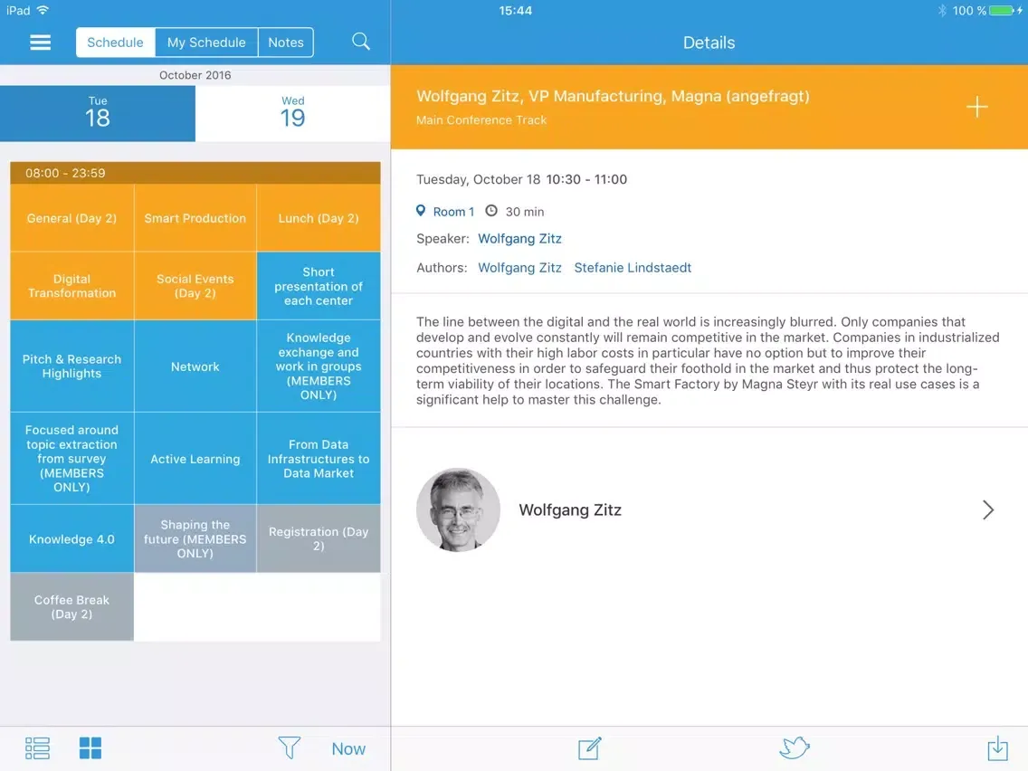 Capturas de tela do i-KNOW Conference Assistant iPad 