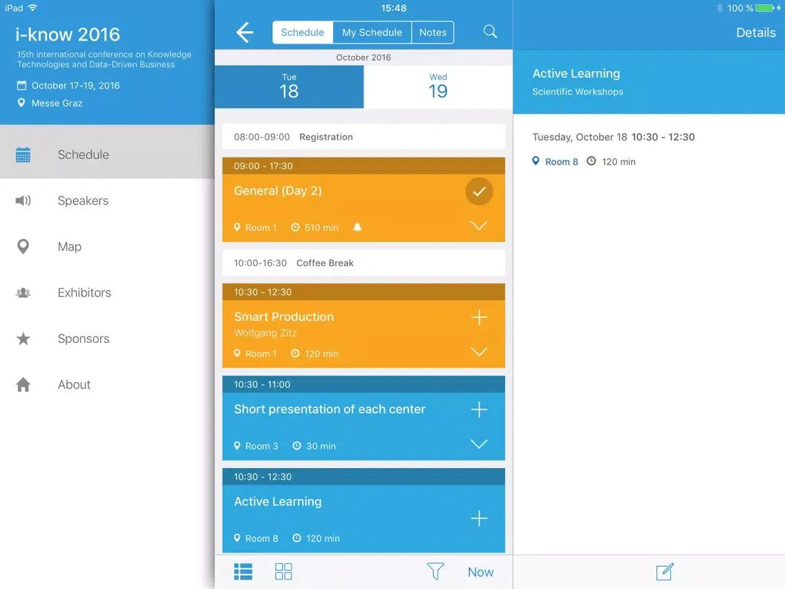 Capturas de tela do i-KNOW Conference Assistant iPad 