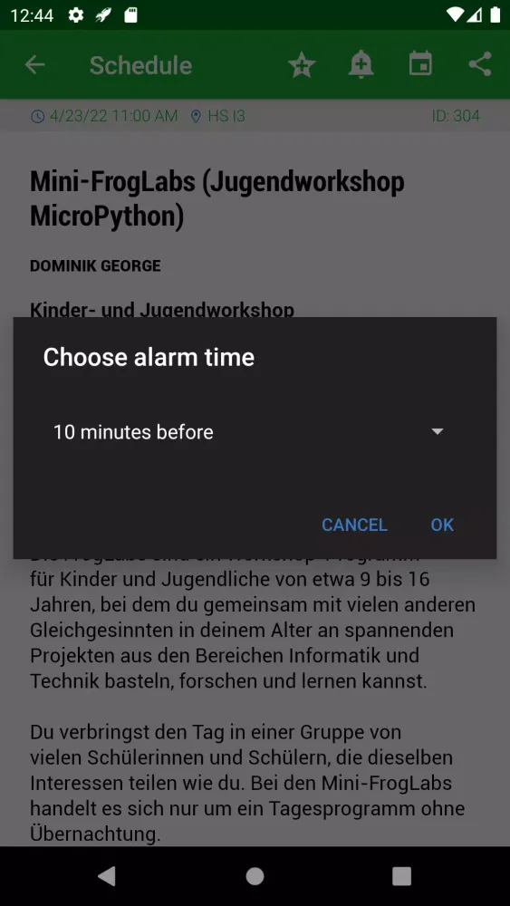 Ảnh chụp màn hình của Grazer Linuxtage Schedule