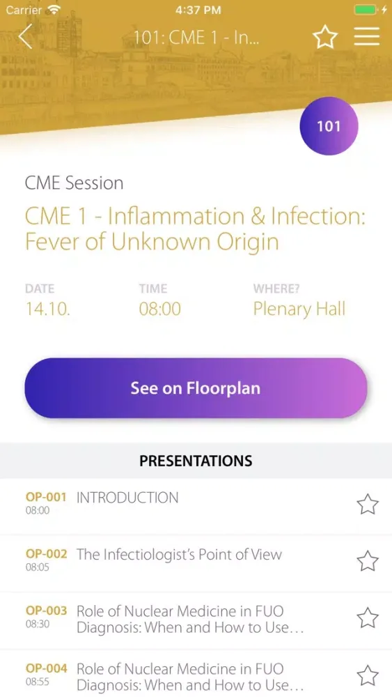 ภาพหน้าจอของ EANM'18 Congress App