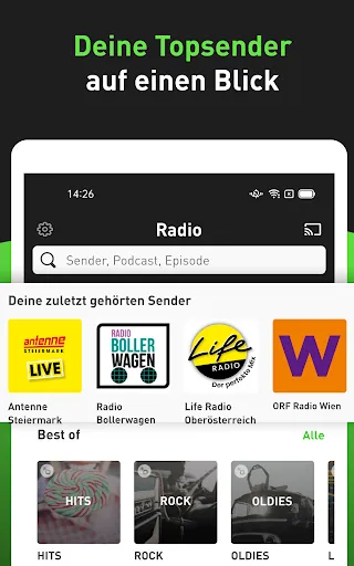 Screenshot di radio.net - radio and podcast