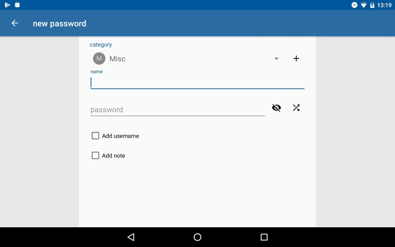 Captures d'écran de NFC Password Safe
