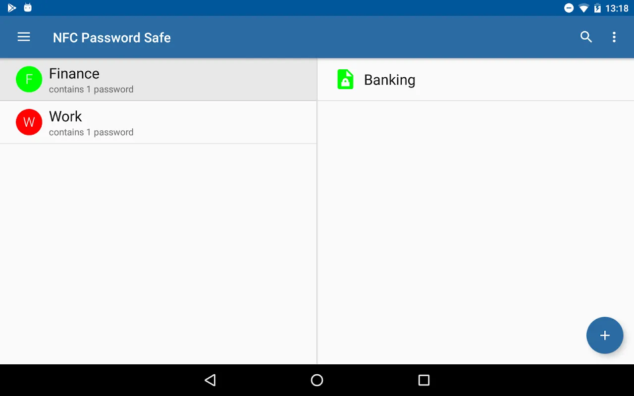 Captures d'écran de NFC Password Safe
