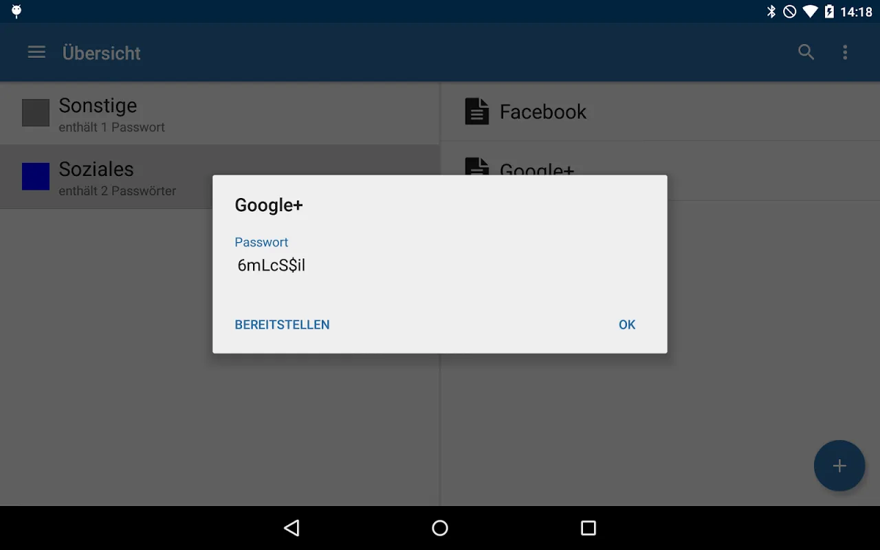 Captures d'écran de NFC Password Safe