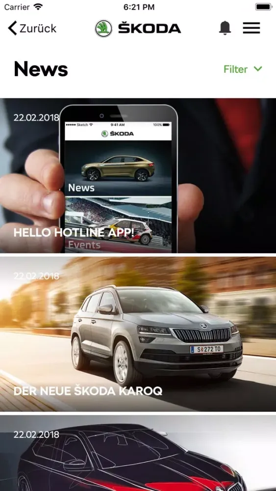 Screenshot di ŠKODA Hotline