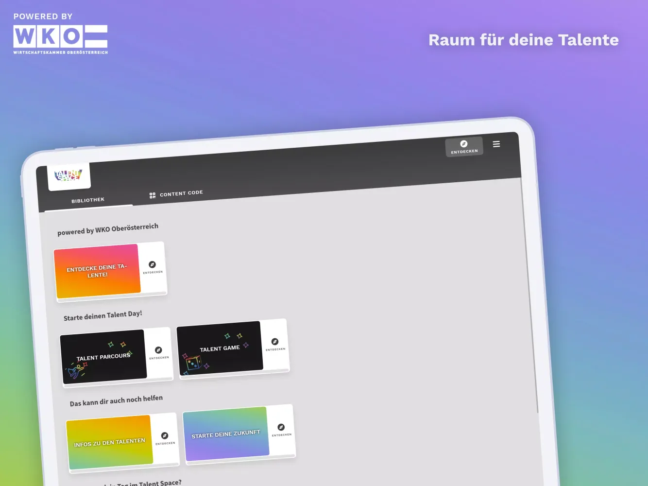 WKOÖ Talent Space Screenshots