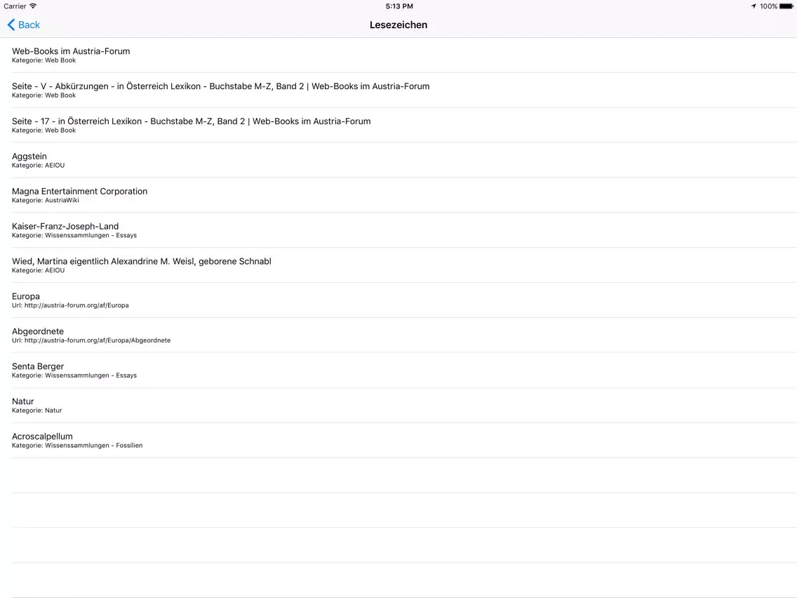 Ảnh chụp màn hình của Austria Forum iPad 