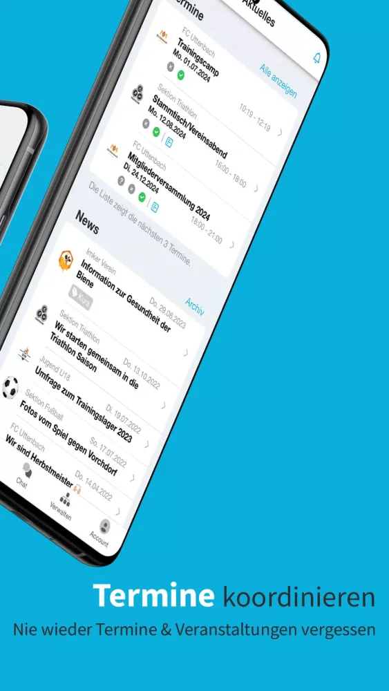 Vereinsplaner Screenshots