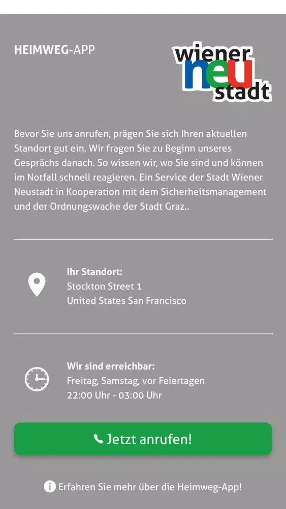 Wiener Neustadt Heimweg-App سکرین شاٹس