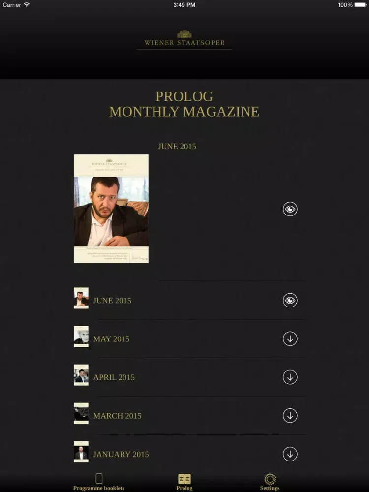 Program books and monthly magazine of the Vienna State Opera iPad  स्क्रीनशॉट