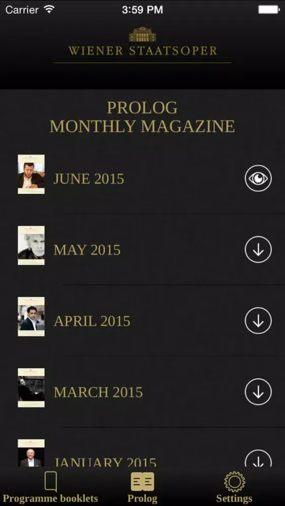 Program books and monthly magazine of the Vienna State Opera स्क्रीनशॉट