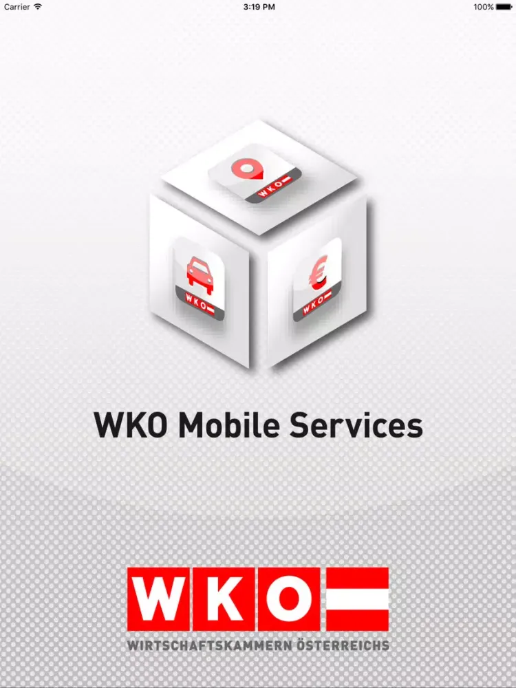 Ảnh chụp màn hình của WKO Mobile Services. Eine Anwendung der WKÖ. iPad 