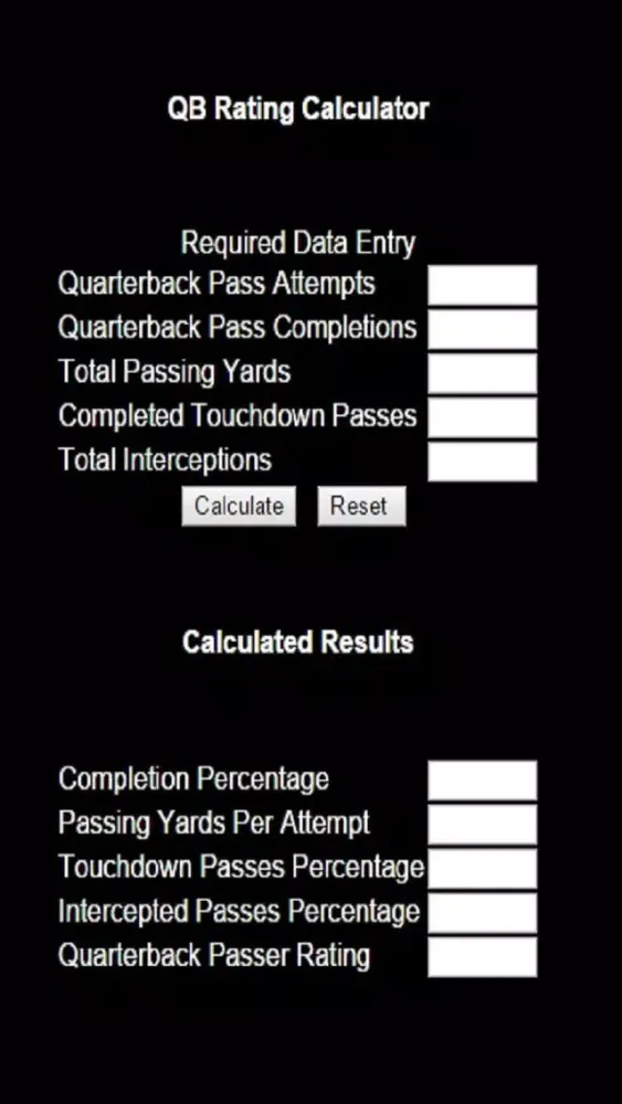 Screenshot di QB Rating Finder