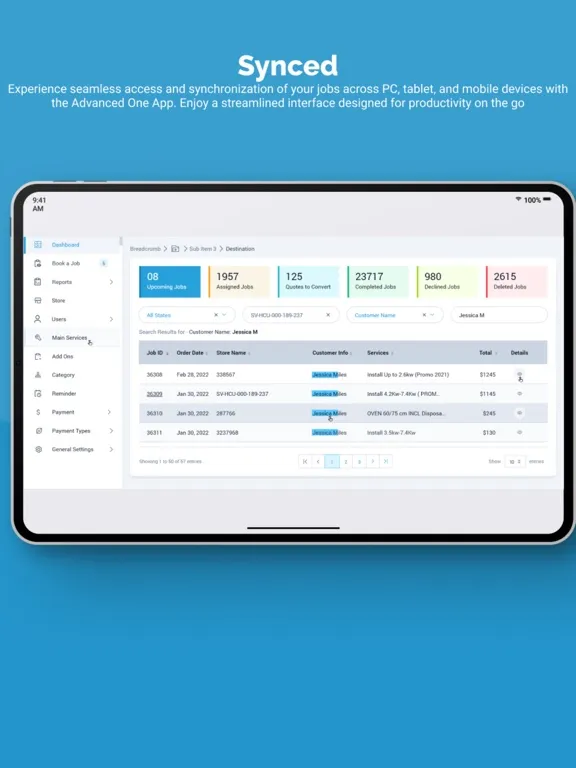 Ảnh chụp màn hình của Advanced One iPad 