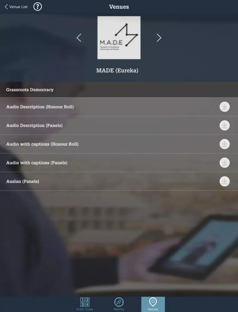 Ảnh chụp màn hình của OpenAccess Tours iPad 