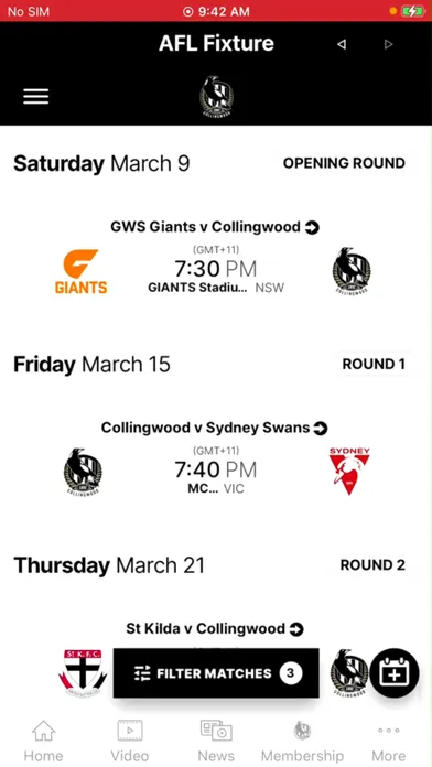 Collingwood Official App سکرین شاٹس