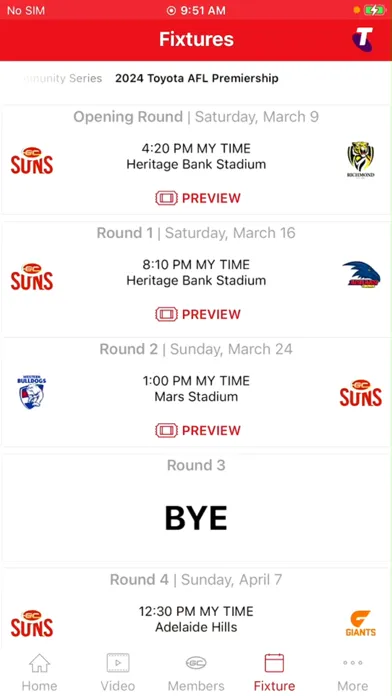 Gold Coast SUNS Official App Ekran Görüntüleri
