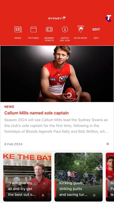 Capturas de tela do Sydney Swans Official App