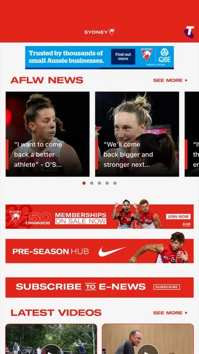 Capturas de tela do Sydney Swans Official App