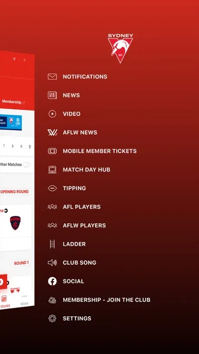Capturas de tela do Sydney Swans Official App