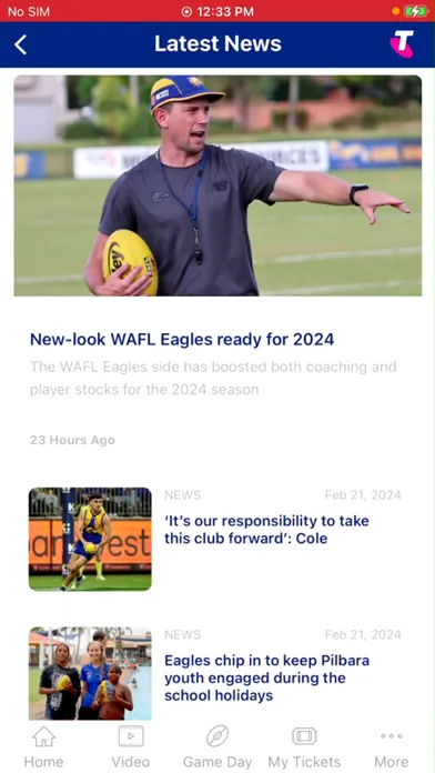 West Coast Eagles Official App Ekran Görüntüleri