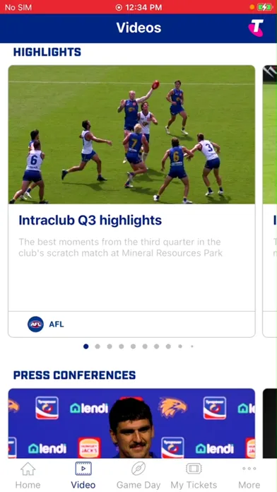 West Coast Eagles Official App Ekran Görüntüleri