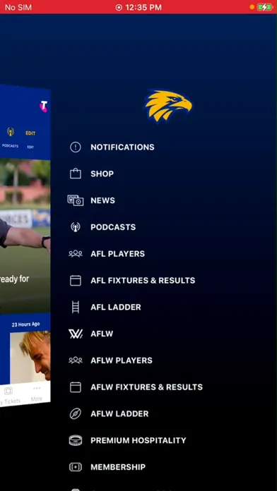 West Coast Eagles Official App Ekran Görüntüleri