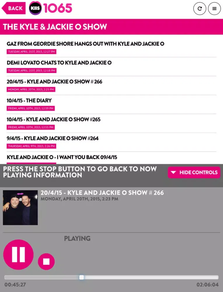 Capturas de tela do KIIS FM iPad 