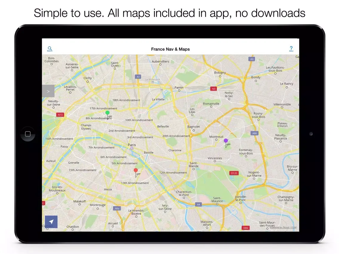 تصاویر France Offline Maps & Offline Navigation iPad 