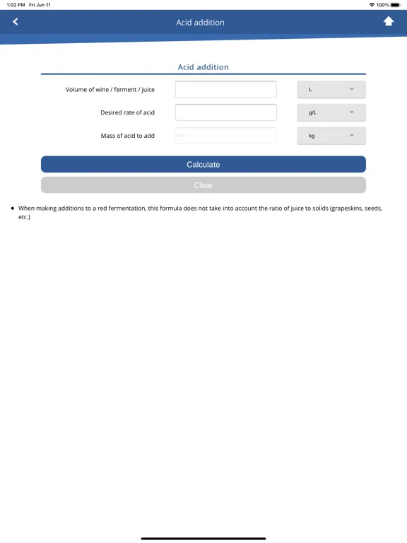 AWRI Winemaking Calculators iPad  Screenshots