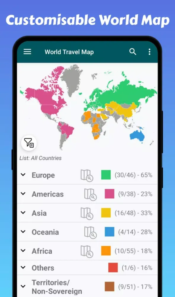 Capturas de tela do Travel Mapper