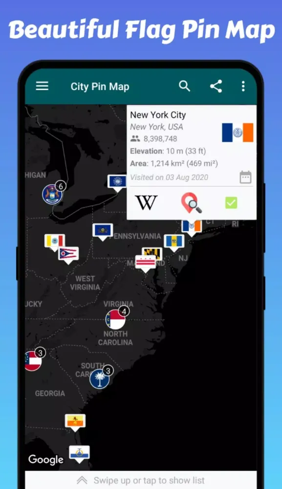 Capturas de tela do Travel Mapper