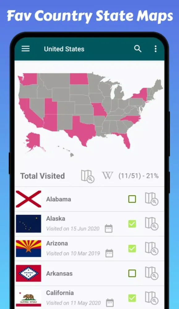 Capturas de tela do Travel Mapper