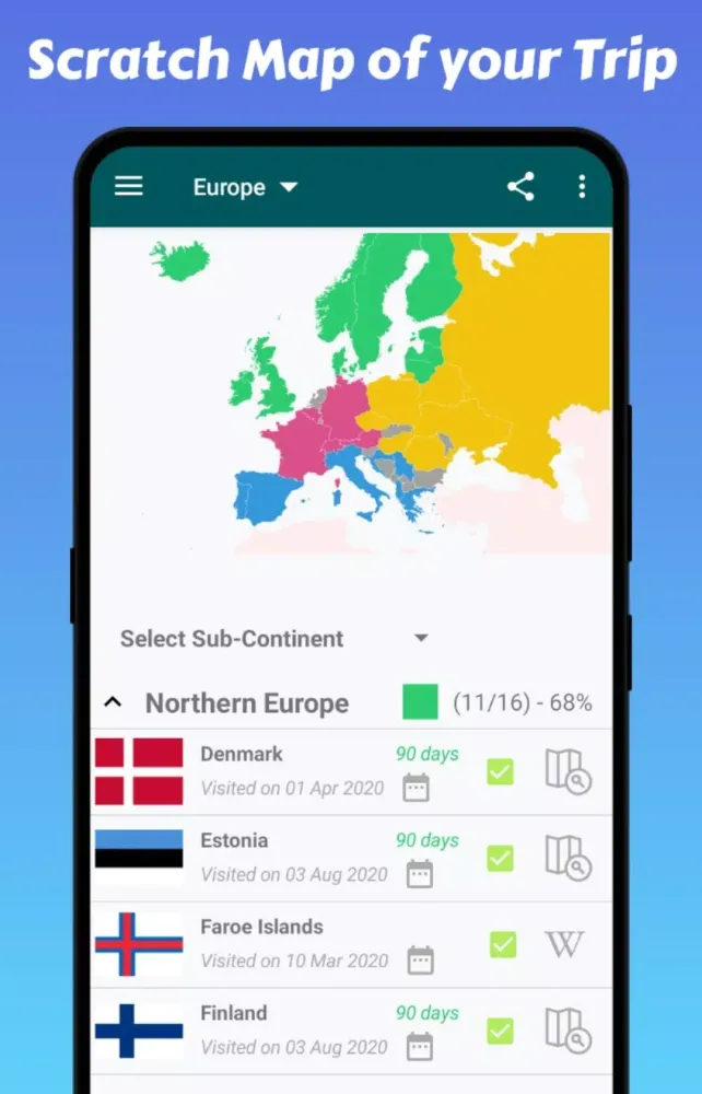 Capturas de tela do Travel Mapper