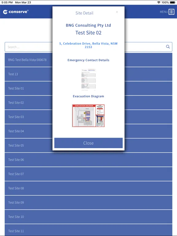 Ảnh chụp màn hình của Conserve iPad 