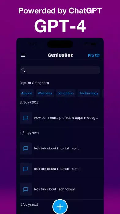 GeniusBot - AI Chatbot App Screenshots
