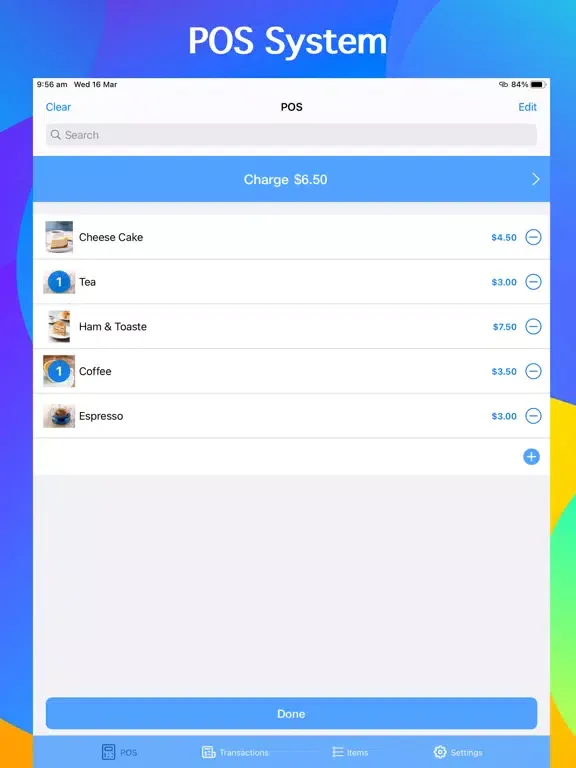 Tangkapan skrin POS app, Point of Sale System iPad 