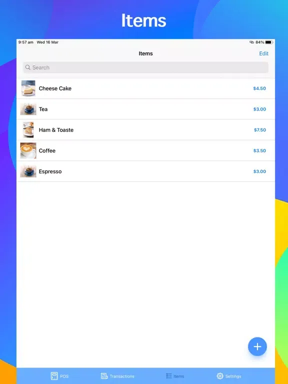 Tangkapan skrin POS app, Point of Sale System iPad 